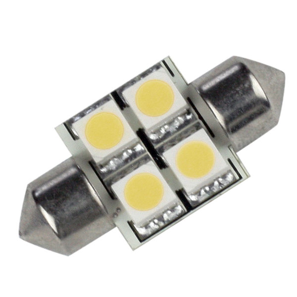 Lunasea Lighting Warm White Led Bulb 31Mm Festoon 10-30V Dc 4 Led LLB-202W-21-00